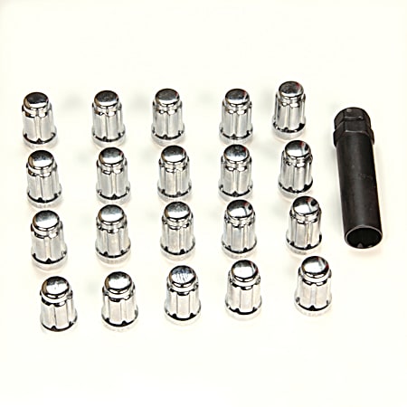 White Knight Wheel Accessories 0.5 in Chrome Spline Acorn Wheel Kit - 20 pc