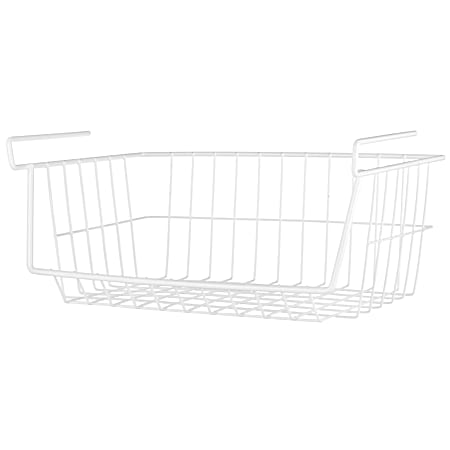 White Under-the-Shelf Hanging Wire Basket