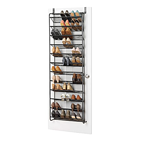 Over-the-Door Gunmetal 36-Pair Shoe Rack
