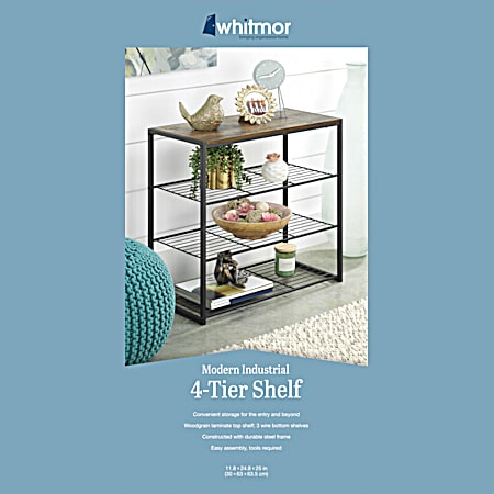 Whitmor Modern Industrial Black 4-Tier Storage Shelves