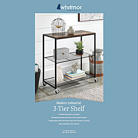 Whitmor Modern Industrial Black 3-Tier Shelf