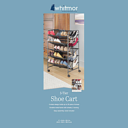Whitmor 5-Tier Gun Metal Shoe Cart