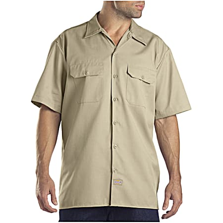Men's FLEX Desert Sand Button Front Short Sleeve Twill Work Shirt