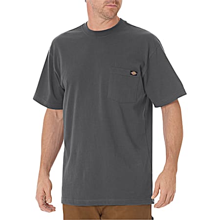 Men's Charcoal Heavyweight Crew Neck Short Sleeve Pocket T-Shirt
