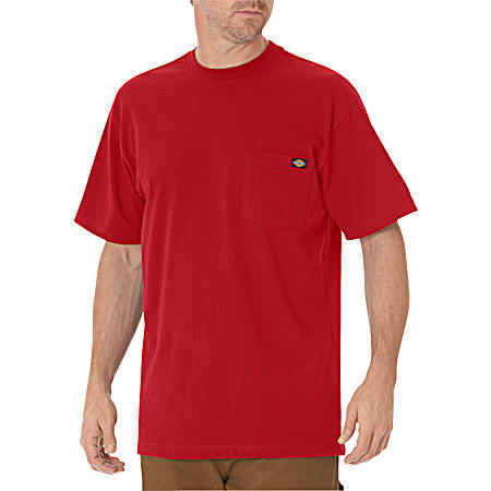 Dickies Men's Red Heavyweight Crew Neck Short Sleeve Pocket T-Shirt