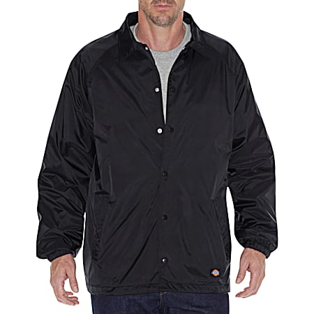 Men's Charcoal Water Repellent Snap Front Long Sleeve Nylon Jacket