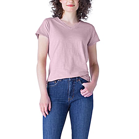 Women's Mauve Shadows V-Neck Short Sleeve Cotton T-Shirt