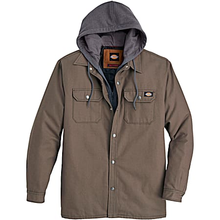 Men's Mushroom Snap Front Long Sleeve Duck Shirt/Jacket w/Hood