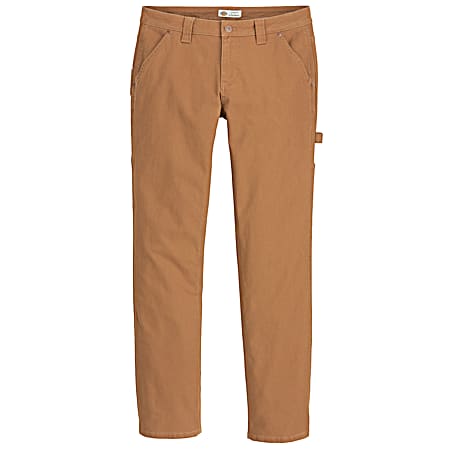Women's Rinsed Brown Duck Relaxed Strait Fit Carpenter Pants