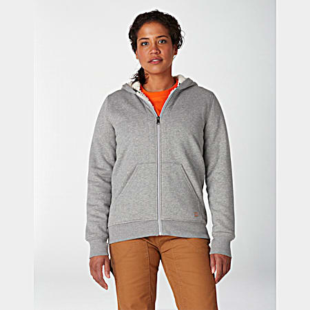 Dickies Women's Ash Gray Hooded Full Zip Long Sleeve Sherpa Lined Fleece Jacket