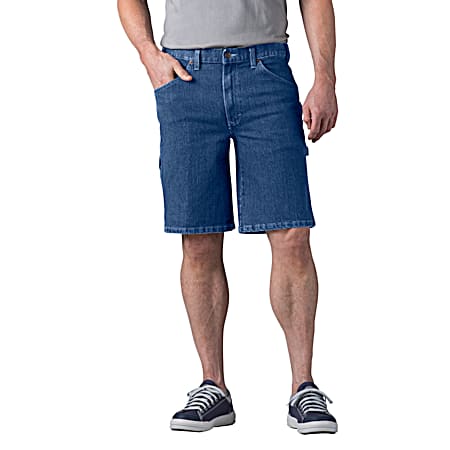 Men's Big & Tall Stonewashed Active Waist Relaxed Fit Denim Carpenter Shorts