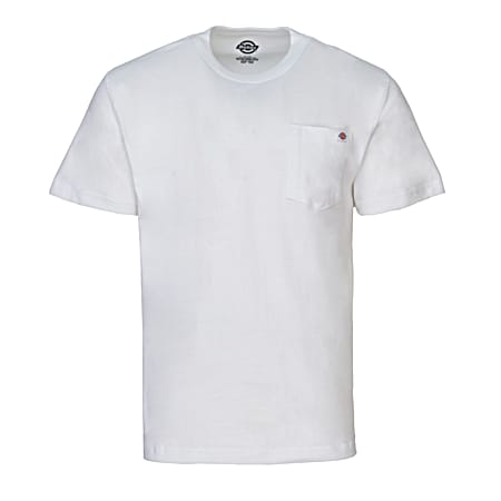 Men's White Crew Neck Pocket T-Shirt
