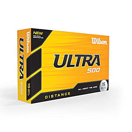 Wilson Ultra 500 Distance White Golf Balls - 15 Pk