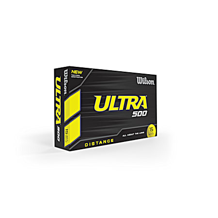 Wilson Ultra 500 Distance Yellow Golf Balls - 15 Pk