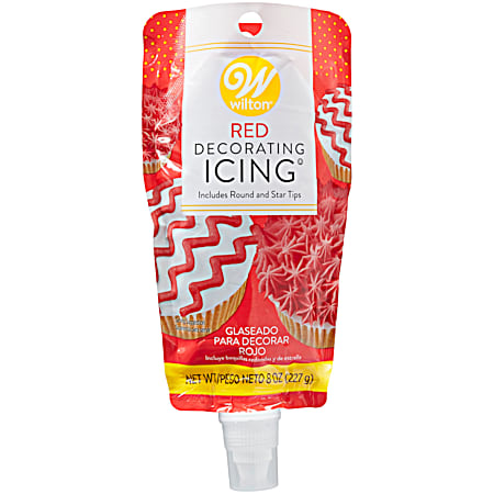 8 oz Red Decorating Icing Pouch w/ Tips