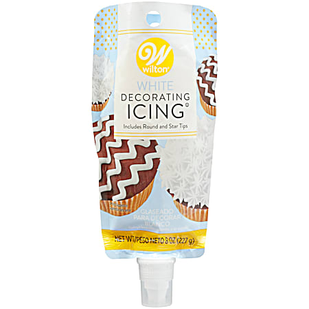 8 oz White Decorating Icing Pouch w/ Tips