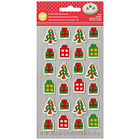 Christmas Tree & Presents Dot Matrix Icing Decorations