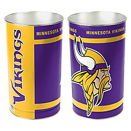 Minnesota Vikings Purple & Gold Logo Metal Wastebasket
