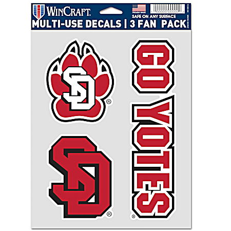 South Dakota Coyotes Multi-Use Decals - 3 Fan Pack