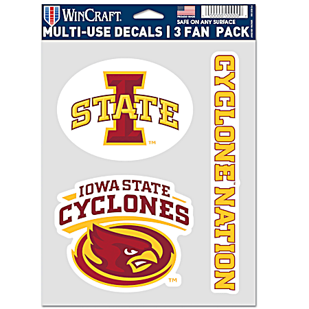 Iowa State Cyclones Multi-Use Decals - 3 Fan Pack