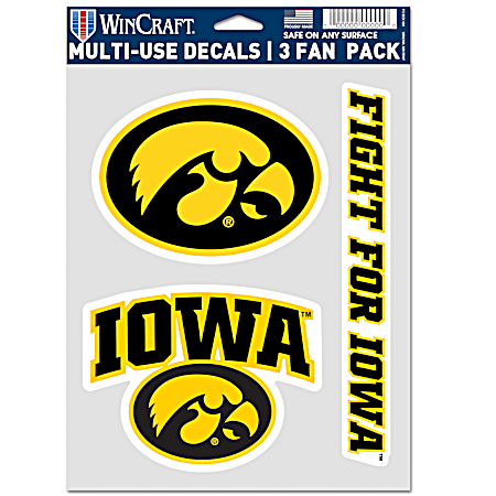 Iowa Hawkeyes Multi-Use Decals - 3 Fan Pack
