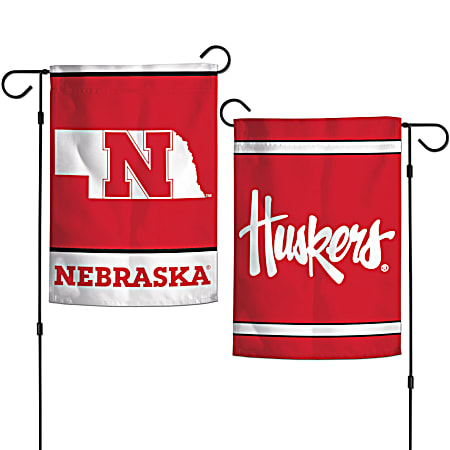 18 in x 12.5 in Nebraska Huskers 2-Sided Garden Flag