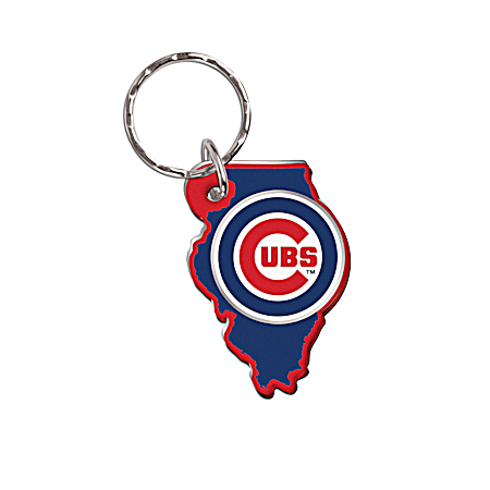 Chicago Cubs State Acrylic Laser-Cut Key Chain