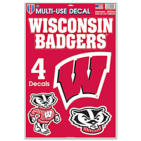 Wisconsin Badgers Multi-Use Reusable Decals - 4 Pk
