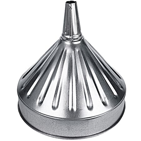 9 Qt Fluted Galvanized Funnel w/Screen and 12 In Center Spout
