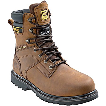 CAT Men's Salvo Dark Brown Waterproof Steel Toe Leather Work Boot