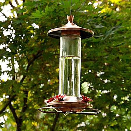 12 oz Elegant Copper Glass Hummingbird Feeder