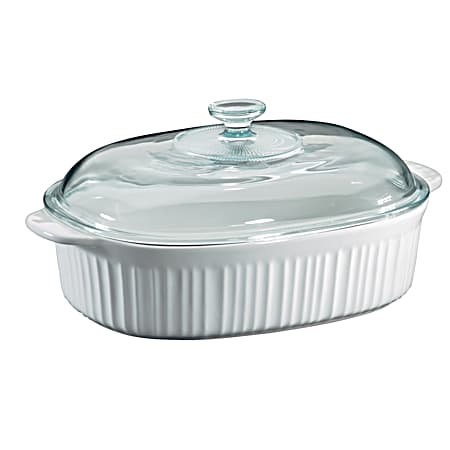 Corningware French White 4 Qt. Oval Casserole With Glass Lid