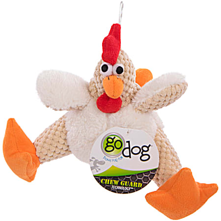 Checkers Large White Fat Rooster Plush Squeaker Dog Toy