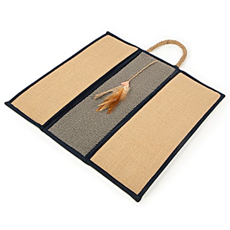 Clever Claws Triple Panel Carpet & Burlap Hanging Cat Scratcher and Mat
