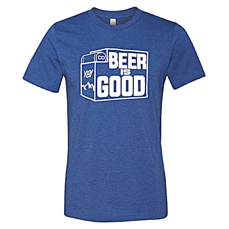 You Betcha Men's Royal Blue Beer Is Good Graphic Crew Neck Short Sleeve T-Shirt