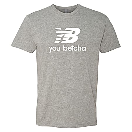 You Betcha Men's Deep Grey You Balance Graphic Crew Neck Short Sleeve T-Shirt