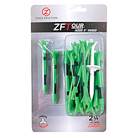 Zero Friction ZFTour 2.75 in Green 3-Prong Golf Tees - 40 Ct