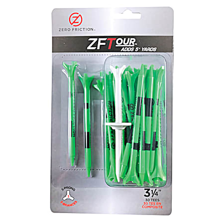 ZFTour 3.25 in Green 3-Prong Golf Tees - 30 Ct