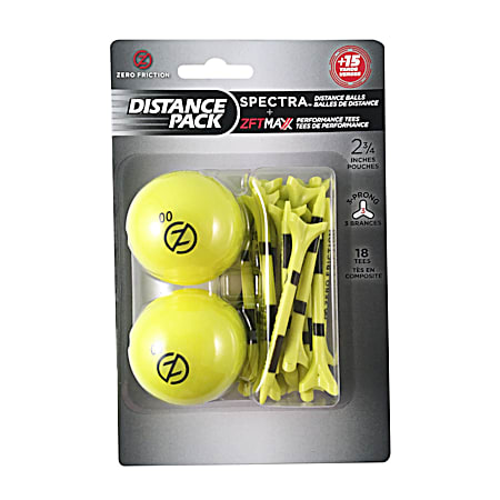 Zero Friction Spectra Yellow Golf Balls & Tees
