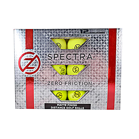 Zero Friction Spectra Yellow Golf Balls - 12 Pk