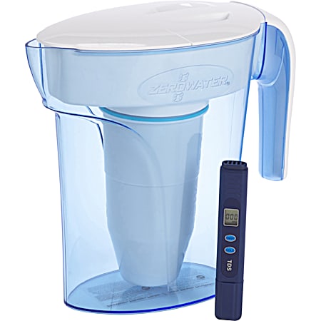 Ready-Pour 7 cup Blue & White Premium 5-stage Filtration Water Pitcher