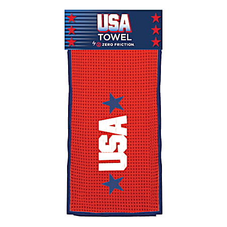 Zero Friction Red 16 in x 26 in Embroidered USA Golf Towel