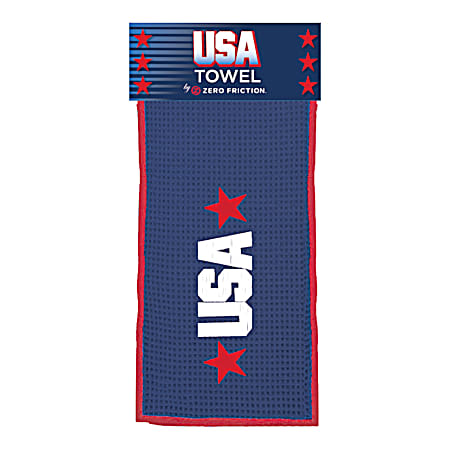 Zero Friction Blue 16 in x 26 in Embroidered USA Golf Towel