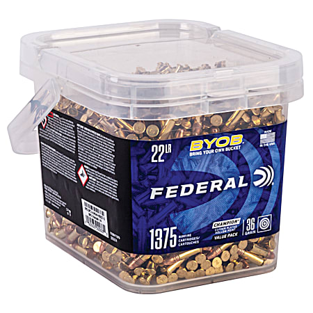 Premium Target Shooting .22 LR Copper Plated Hollow Point BYOB Rimfire Cartridges - 1,375 Ct