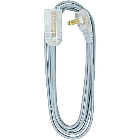 Southwire 8 ft Light Gray Fabric Covered Cube Tap 16/2 Extension Cord