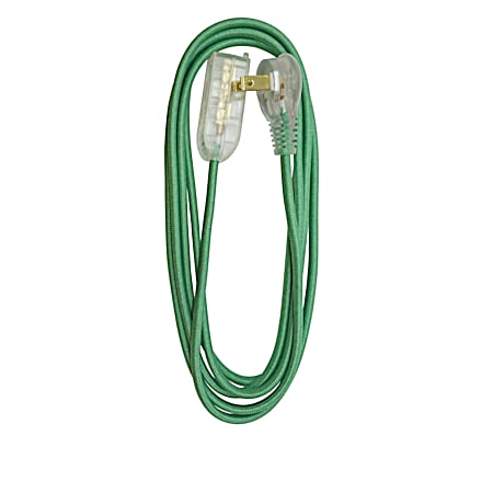 Woods 8 ft Green Fabric Covered Cube Tap 16/2 Extension Cord