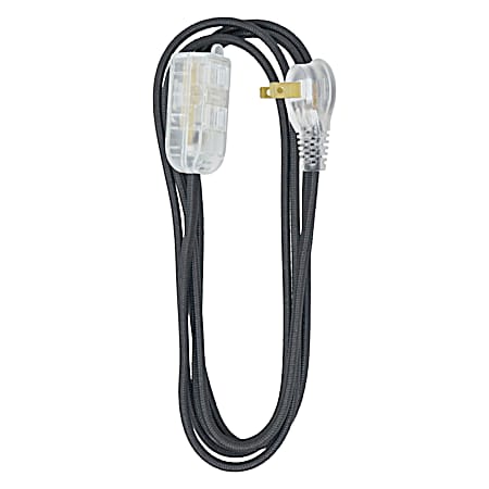 Southwire 8 ft Black Fabric Covered Cube Tap 16/2 Extension Cord