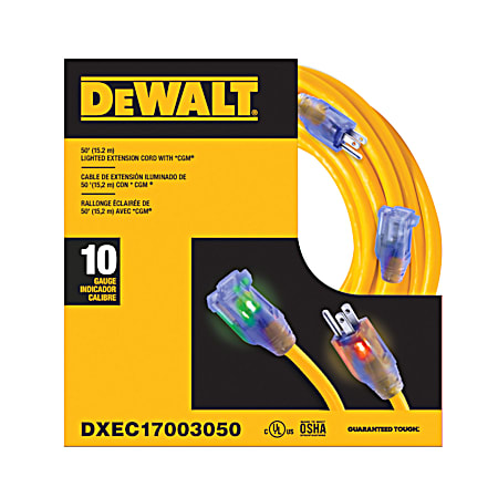 DEWALT 10/3 SJTW 50 ft Lighted Extension Cord