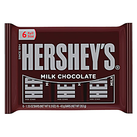 1.55 oz Full Size Milk Chocolate Bar, 6 pk