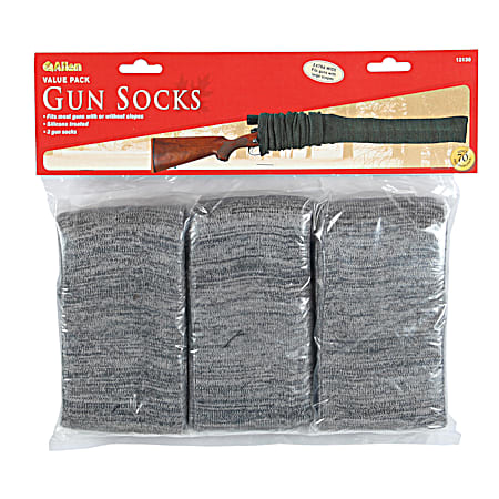 52 in Grey Heather Knit Gun Sock - 3 Pk
